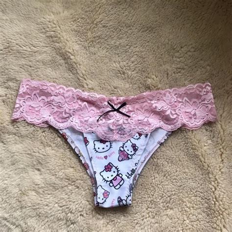 Sexy underwear with Hello Kitty fabric and pink... - Depop