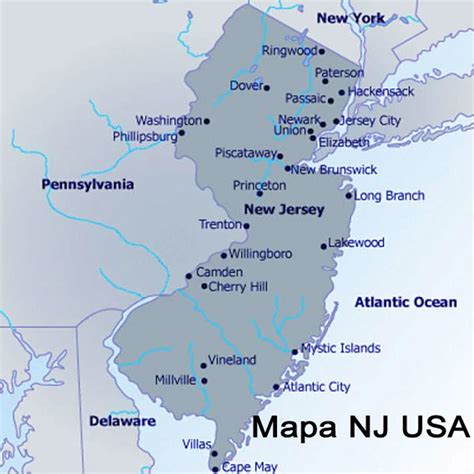 New Jersey in map of USA | New Jersey map | Nj on us map | Mapa NJ USA