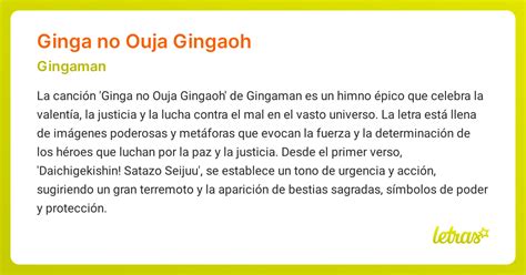 Significado de la canción GINGA NO OUJA GINGAOH (Gingaman) - LETRAS.COM