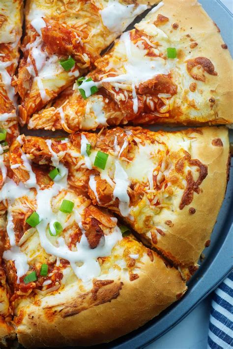 The Best Buffalo Chicken Pizza Recipe! | BunsInMyOven.com
