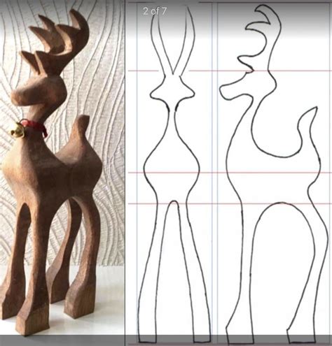 Wooden Reindeer Sculpture