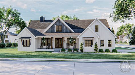 4 Bedroom 1 Story Modern Farmhouse Style Plan with Outdoor Living area ...