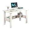Lukzer Engineered Wood Computer Desk with One Tier Shelves Laptop Study ...