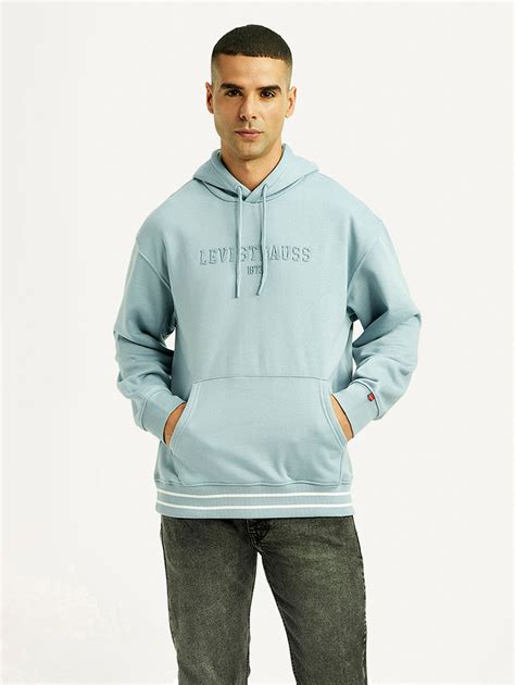 Men's Brand Logo Light Blue Hooded Sweatshirt – Levis India Store
