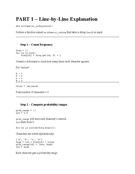 Arithmetic Coding Notes: Detailed Explanation and Steps - Studocu