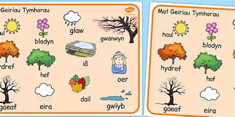 Welsh Season Words Mat | Twinkl | Teaching Resources | Wales
