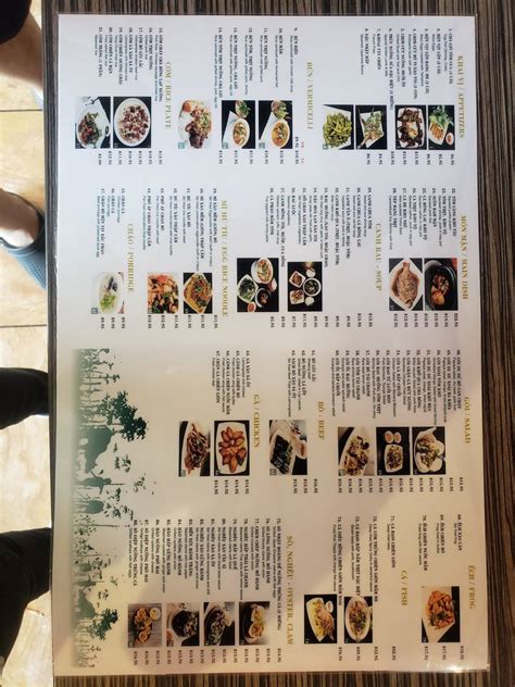 Menu at Dong Que Restaurant, San Jose, 2852 Alum Rock Ave