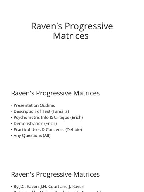 Image result for Ravens Progressive Matrices Answer Key