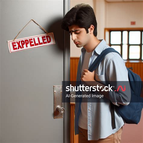 Student Being Shown Door Expelled Sign AI-generated image 2493231805 ...