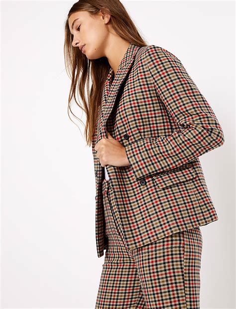 Buy Checked Double Breasted Blazer at Marks & Spencer