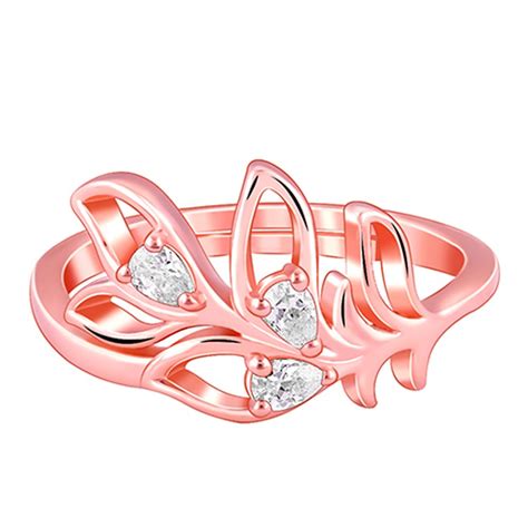 GIVA 925 Silver Rose Gold Mor Pankh Ring, Adjustable | Gifts for Women ...