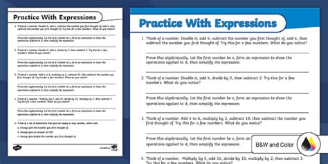 Fifth Grade Practice With Numerical Expressions Worksheet