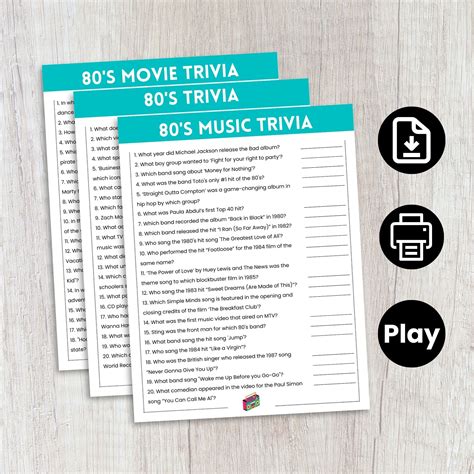 80s Trivia Game Bundle, 80s Music Trivia, 80s Movie Trivia, 80s Party ...