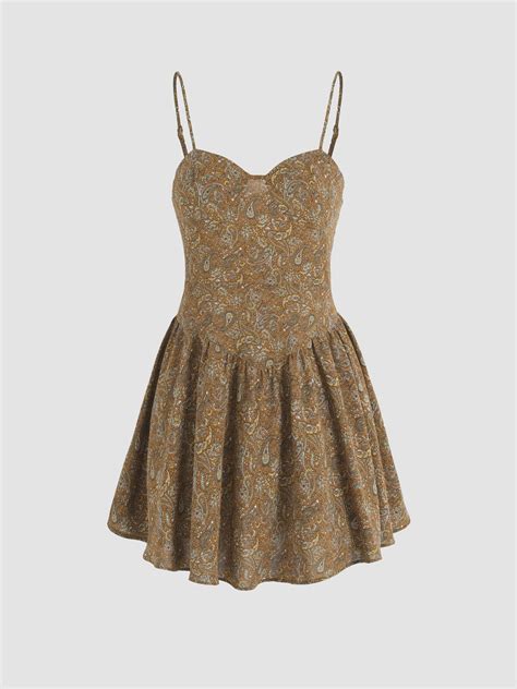 Boho Paisley Mini Dress - Cider