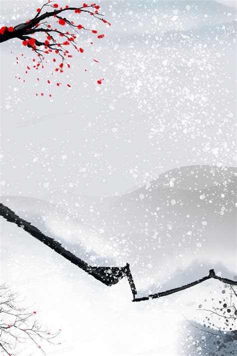 冬天小雪水墨山水背景背景图片素材免费下载_熊猫办公