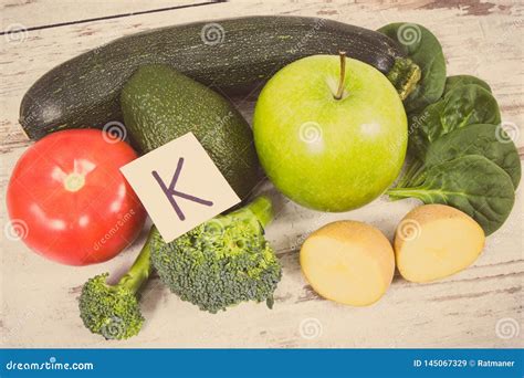 Vintage Photo, Fruits and Vegetables Containing Vitamin K, Potassium ...