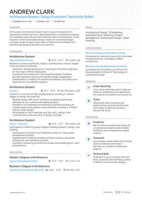 10 Architecture Student Resume Examples & Guide for 2026
