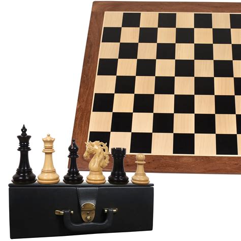 Combo of 4.6" Spartacus Luxury Staunton Chess Set - Pieces in Ebony Wo