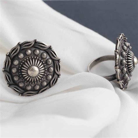 Pallav Oxidised Finger Ring - Online Jewelry Store