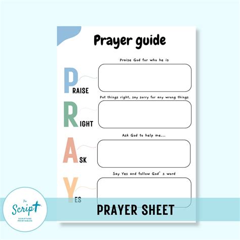 Prayer Guide Template Printable for Kids | Christian Printable for Kids | Prayer Worksheet for ...
