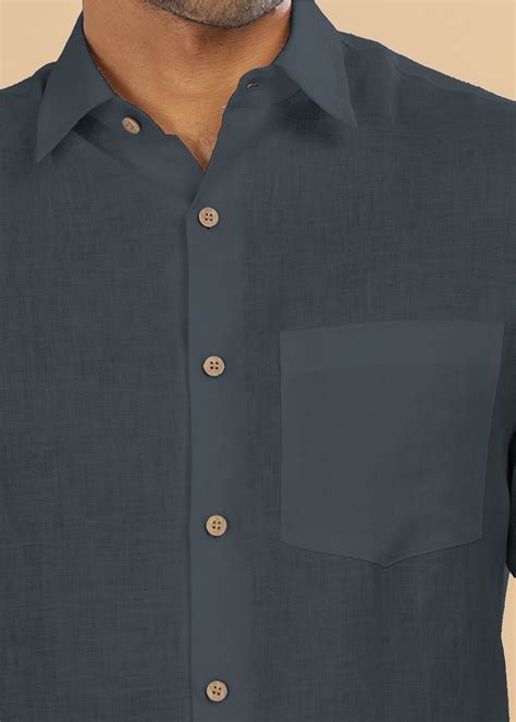 Gunmetal Grey Pure Linen Full Sleeve Shirt – Linen Trail