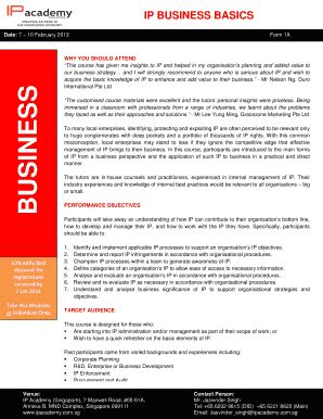 Fillable Online Ip business basics - IP Academy Singapore Fax Email ...