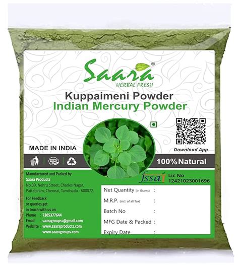 Buy Saara HERBAL FRESH Kuppaimeni Powder, Acalypha indica Powder ...