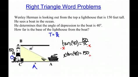 Word Problems Involving Right Triangles 的图像结果