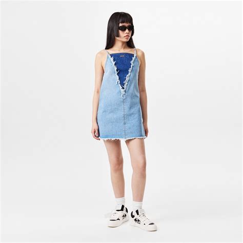 OFF WHITE | Women's Sleeveless Denim A Line Dress | Women | Blue | Flannels