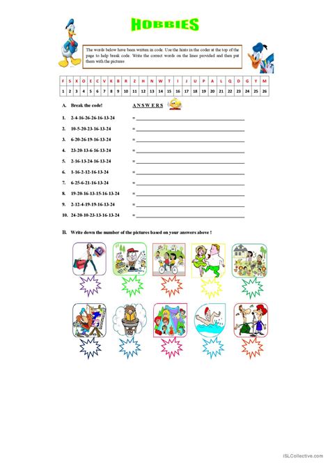 Hobbies Worksheet 的图像结果