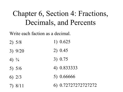 Fractions, Decimals, And Percents | PPT