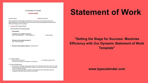 Image result for Statement of Work It Example