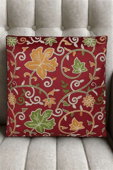 Maroon Luxe Cushion Cover – Decorative Embroidery Finish, Set of 6 – E ...