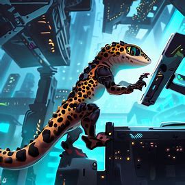 design a robot leopard gecko exploring a futuristi - Image Creator in Bing