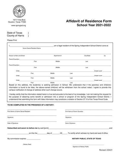 Free Printable Affidavit Of Residence Template [PDF, Word]
