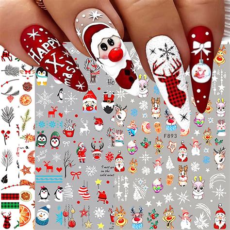 Amazon.com: 10 Sheets Christmas Nail Art Stickers Decals Self-Adhesive ...