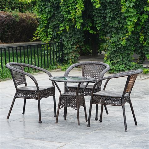 藤椅三件套花园阳台桌椅茶桌椅组合户外休闲庭院室外防雨防晒滕椅