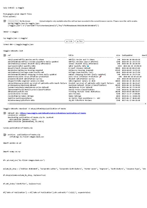 Prgm2.ipynb - Colabsiri - !pip install -q kaggle Choose Files No file ...