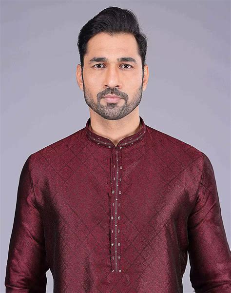 All Over Self Floral Design Maroon Soft Silk Kurta Pajama – South India ...