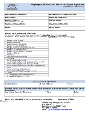 Employee Separation Form - Blank Fillable Template | Fill Out, Print ...