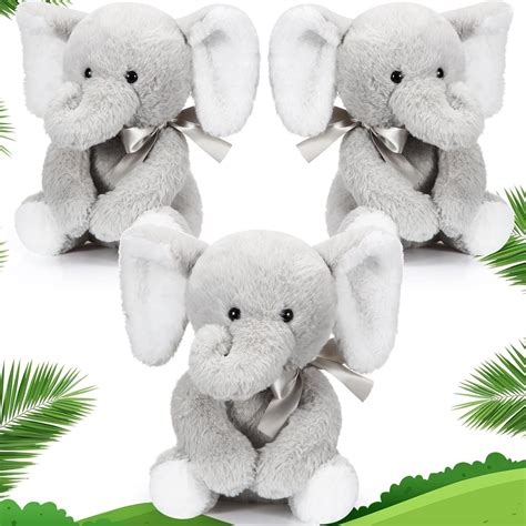 Amazon.com: Jenaai 3 Pcs Elephant Stuffed Animal 10 Inch Elephant Plush Toy Soft Cute Forest ...