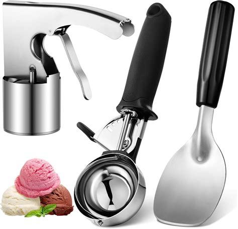 Amazon.com: SiliFine 3 Pcs Cylinder Ice Cream Scoop with Trigger ...