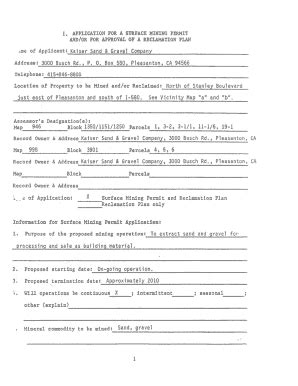 Fillable Online APPLICATION FOR A SURFACE MINING PERMIT Fax Email Print ...