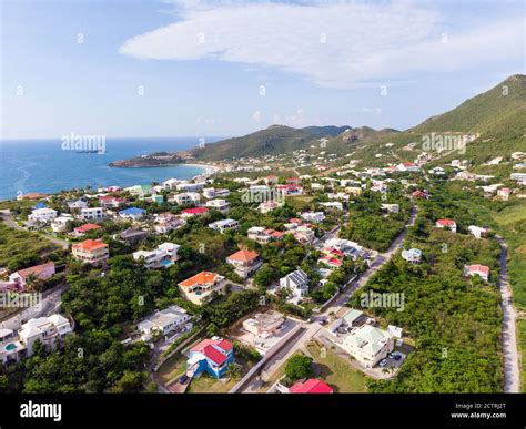Aerial view of the Caribbean island of Sint maarten /Saint Martin ...
