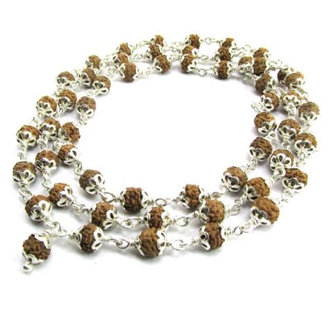 ShivaRatna 5 Mukhi Rudraksha Mala Pure Silver 54+1 Beads Lab Certified