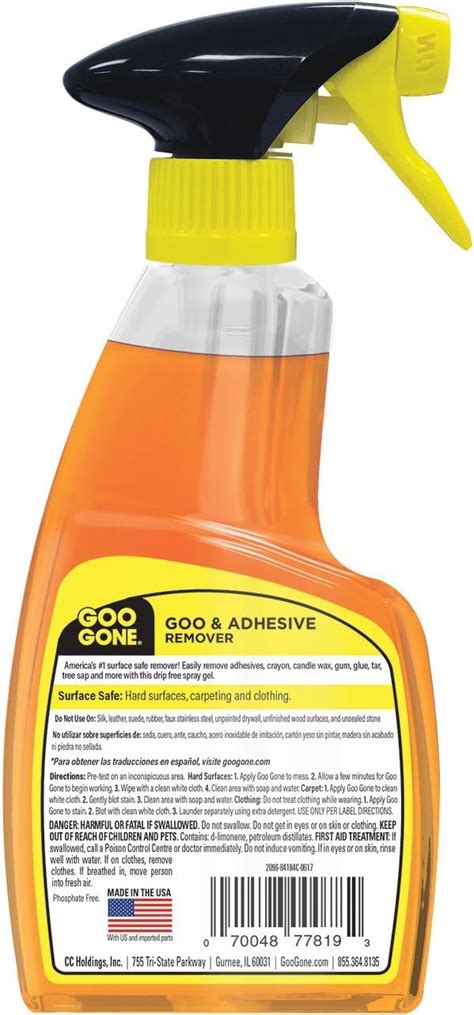 Buy Goo Gone Adhesive Remover Original Spray Gel - Removes Chewing Gum ...