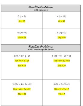 Image result for Distributive Property Example with Variables