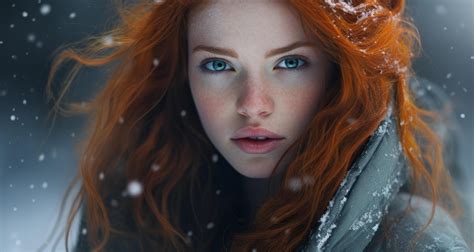 Captivating redhead in winter wonderland 54353370 Stock Photo at Vecteezy