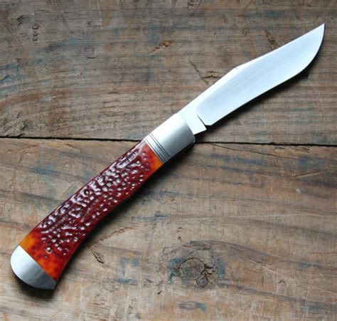 Trae Gaenzel Custom Slip Joint Knife Amber Bone l Free Shipping!