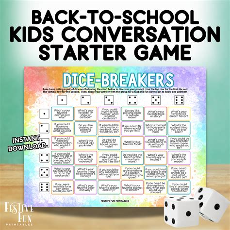 Fun Dice Icebreakers Back to School Activity, Roll the Dice ...